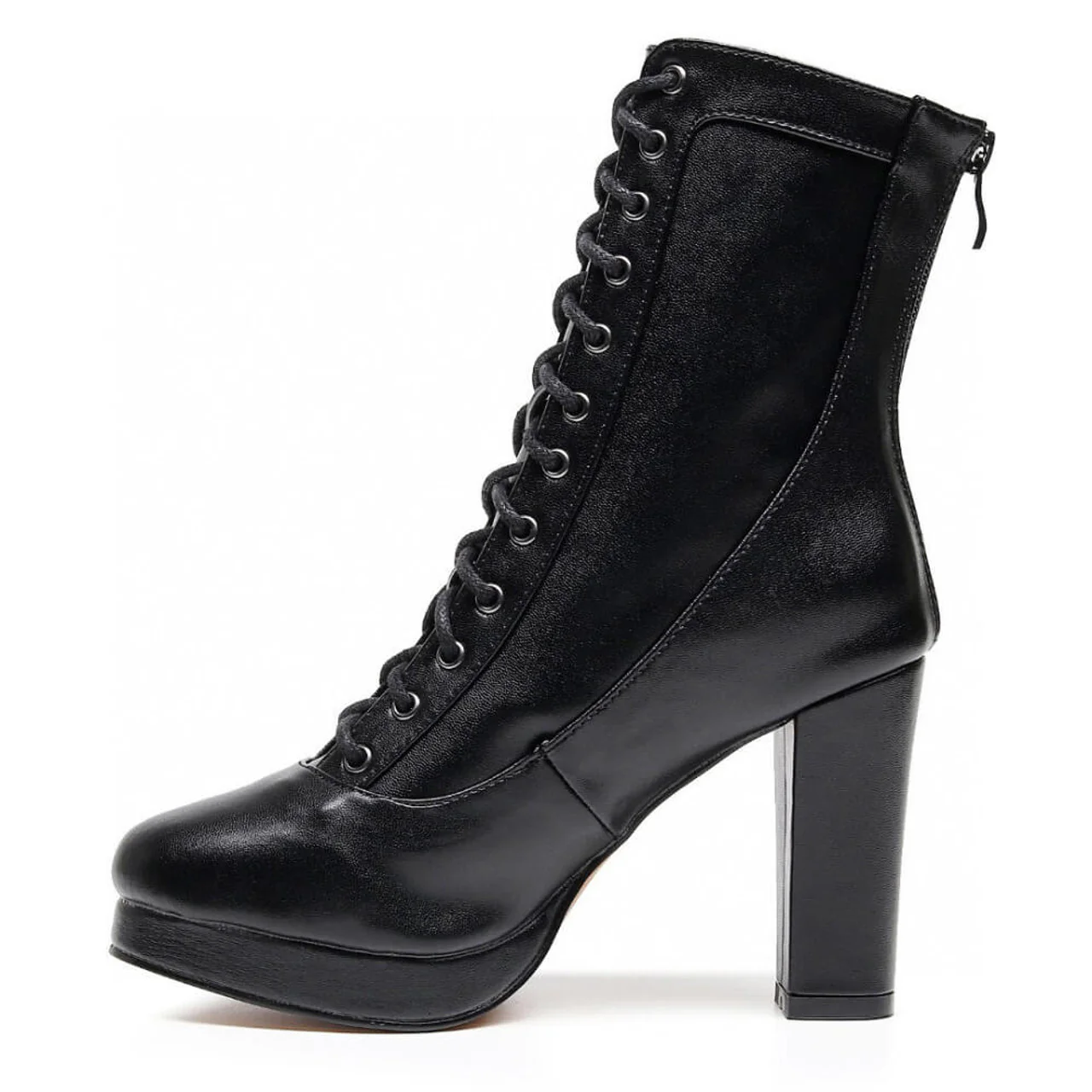 Aadijay - Tan Vegan Lace Up Platform Boot (Street Sole) - Image 2
