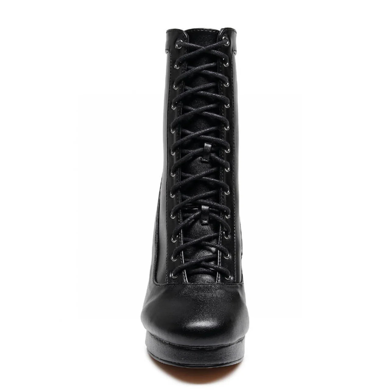 Aadijay - Black Vegan Leather Lace Up Platform Boot - Image 4