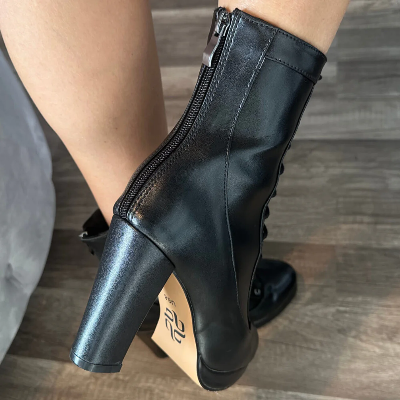 Aadijay - Black Vegan Leather Lace Up Platform Boot - Image 5