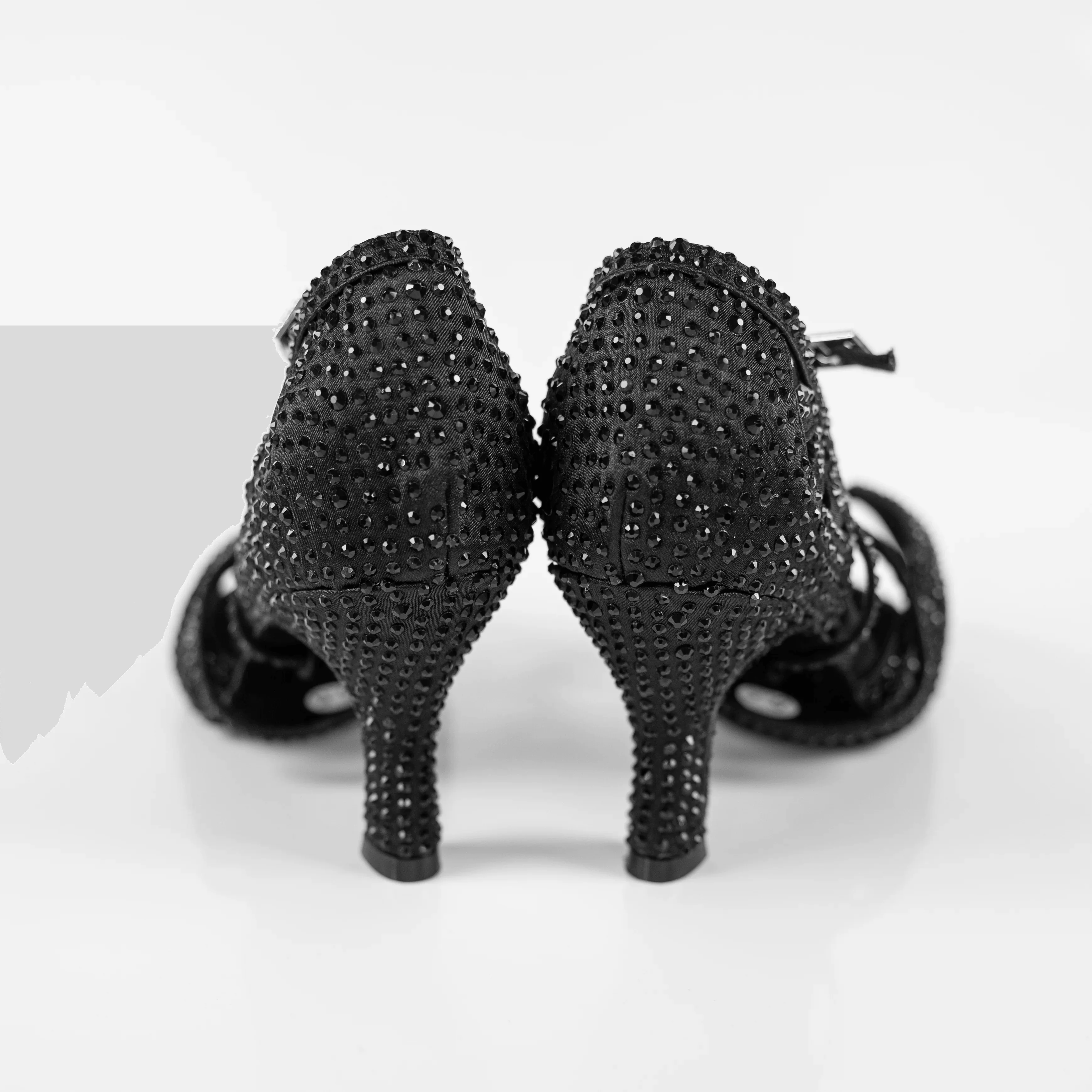 Abelia Black Rhinestone Double Padded Latin Dance Shoes (Suede Sole) - Image 4