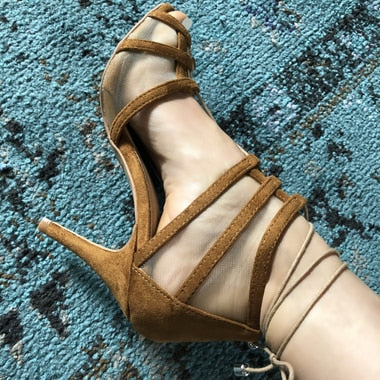 Aleeya - Adjustable Suede and Mesh Dress and Dance Sandal (Street Sole) - Image 5