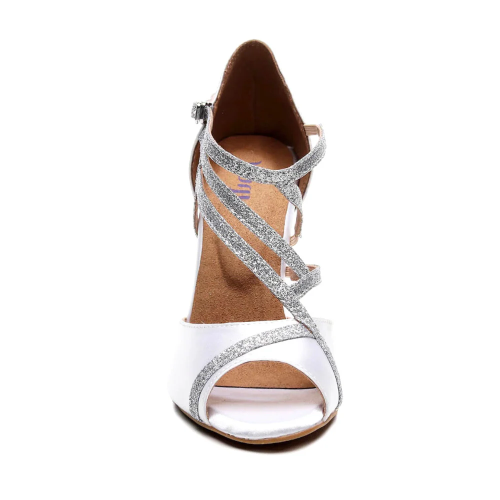 Alejate - Silver Bridal Strappy Latin Dance Shoes (Street Sole) - Image 4