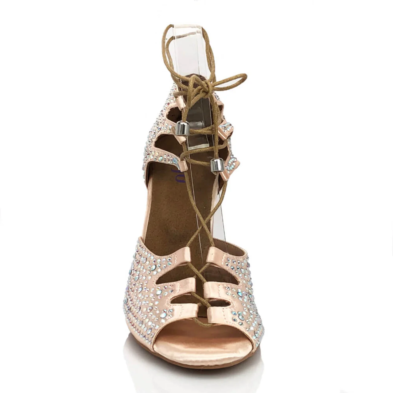 Alemana Crystal - Adjustable Width Lace Up Latin Dance Shoes (Street Sole) - Image 5
