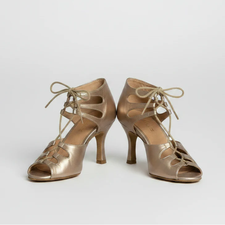 Alemana - Adjustable Width Lace Up Latin Dance Shoes (Street Sole) - Image 6