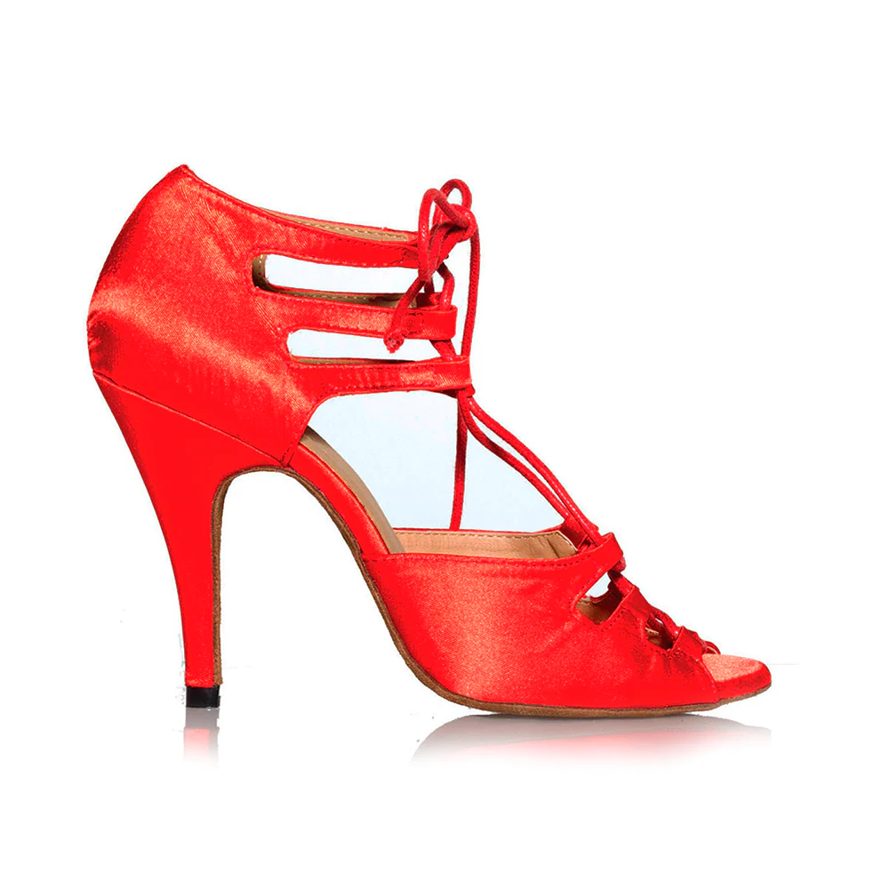 Alemana - Adjustable Width Lace Up Latin Dance Shoes (Suede Sole) - Image 3