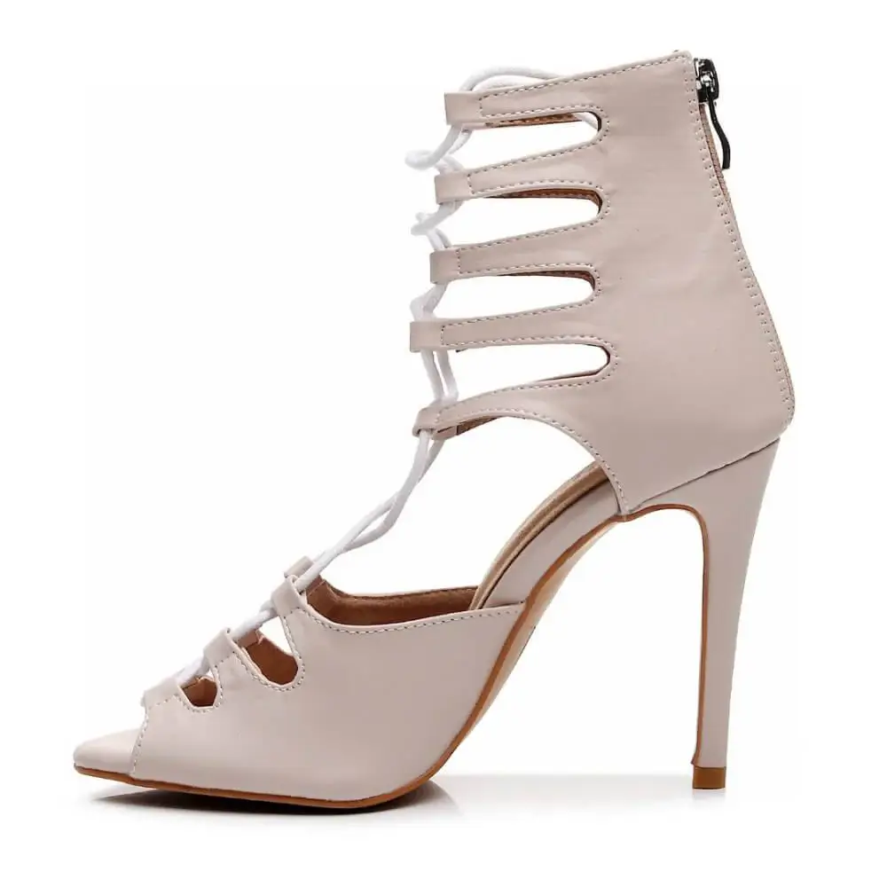 Amalia Adjustable Lace-Up Open-Toe Latin Dance Sandals (Street Sole) - Image 2