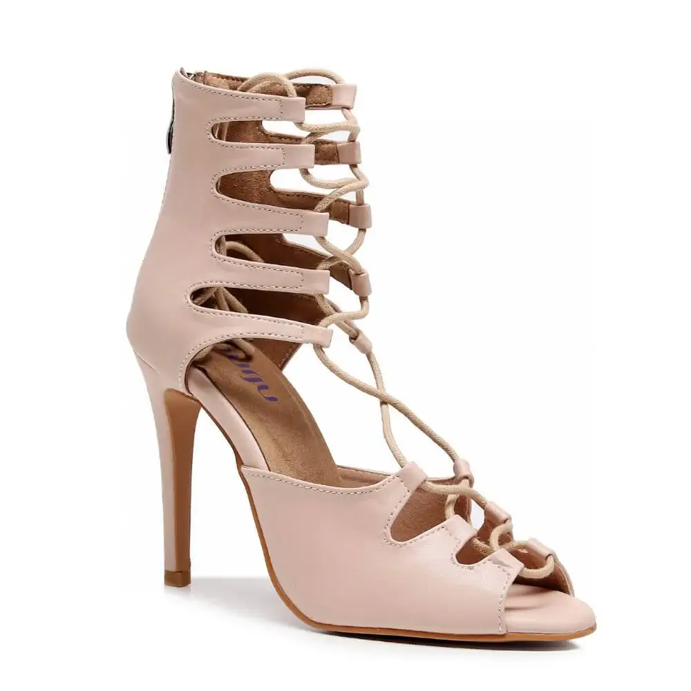 Amalia Adjustable Lace-Up Open-Toe Latin Dance Sandals (Street Sole)