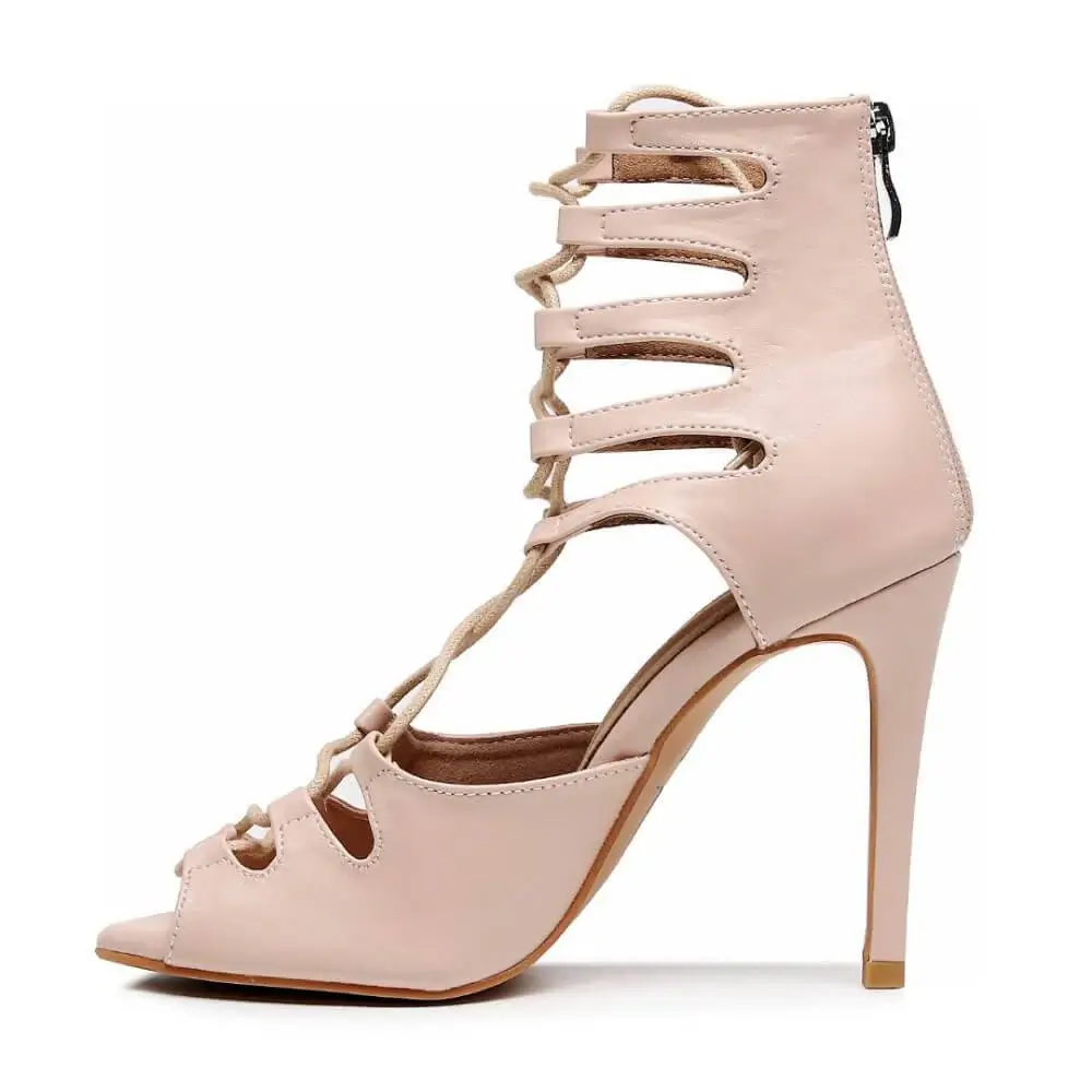 Amalia Adjustable Lace-Up Open-Toe Latin Dance Sandals (Street Sole) - Image 2