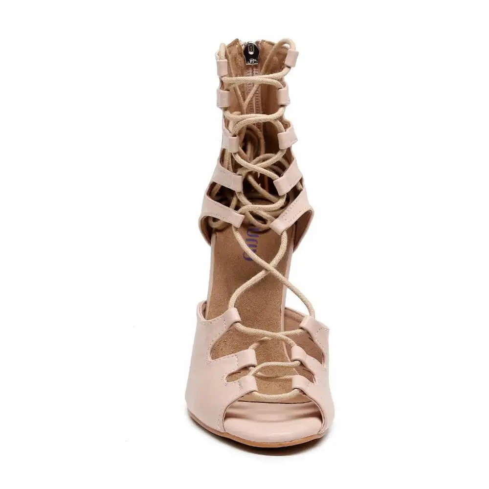 Amalia Adjustable Lace-Up Open-Toe Latin Dance Sandals (Street Sole) - Image 4