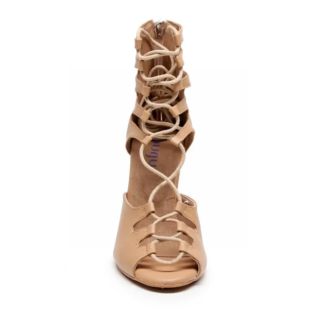Amalia Adjustable Lace-Up Open-Toe Latin Dance Sandals (Street Sole) - Image 3