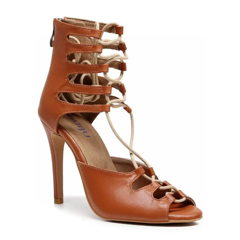 Amalia Adjustable Lace-Up Open-Toe Latin Dance Sandals (Street Sole)