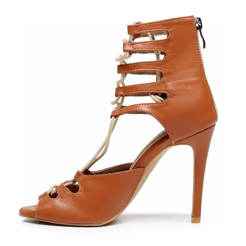 Amalia Adjustable Lace-Up Open-Toe Latin Dance Sandals (Street Sole) - Image 2