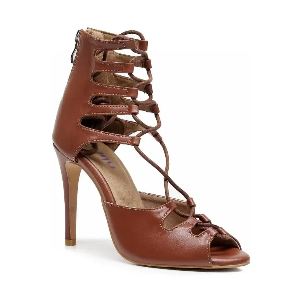 Amalia Adjustable Lace-Up Open-Toe Latin Dance Sandals (Street Sole)