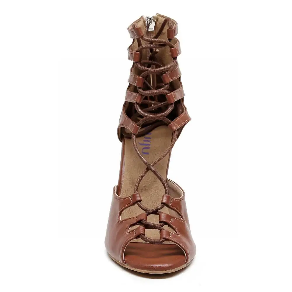 Amalia Adjustable Lace-Up Open-Toe Latin Dance Sandals (Street Sole) - Image 3