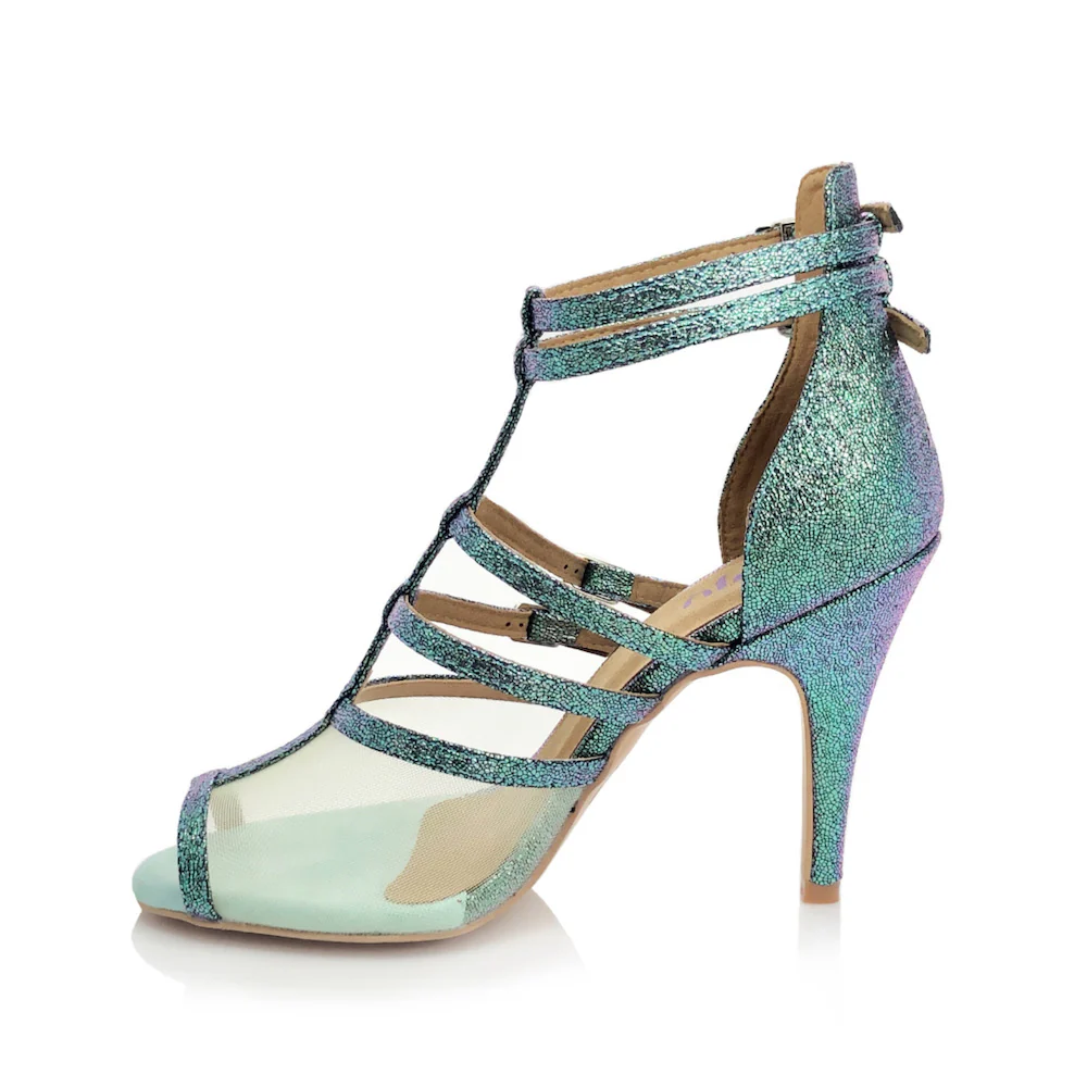 Arielle - Mermaid look and mesh latin dance shoes (Street Sole) - Image 6