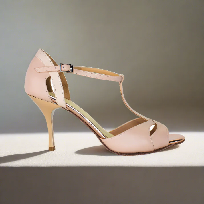Biscotti - Nude Leather T-Strap Tango Shoes - Image 3