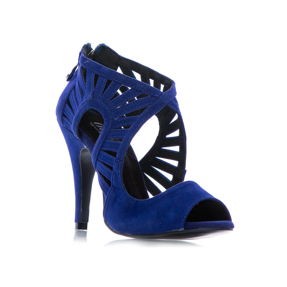 Camila - Faux Suede Open Toe Cutout Stiletto Latin Dance Shoes (Street Sole) - Image 3