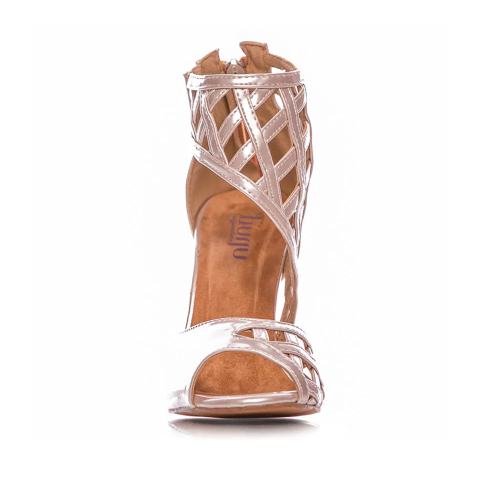 Caressa - Open Toe Cage Stiletto Latin Dance Shoes (Suede Sole) - Image 5