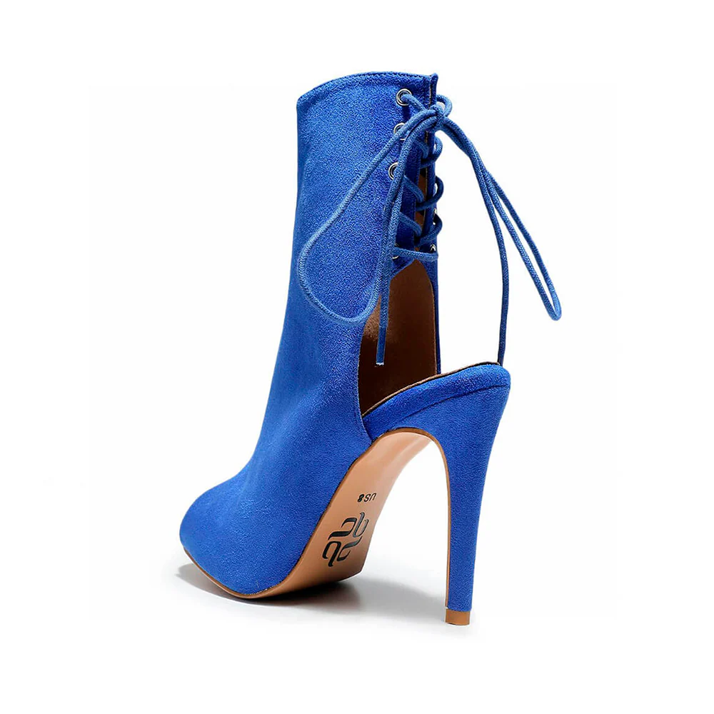 Champion - Blue Suede Open Back Ankle Latin Dance Boots (Street Sole) - Image 3