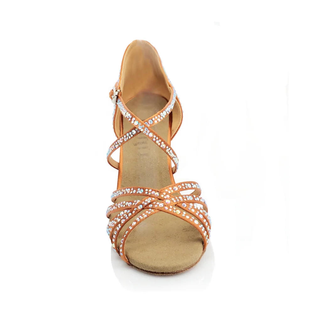 Christalina - Rhinestone Performance Latin Dance Shoes (Suede Sole) - Image 2