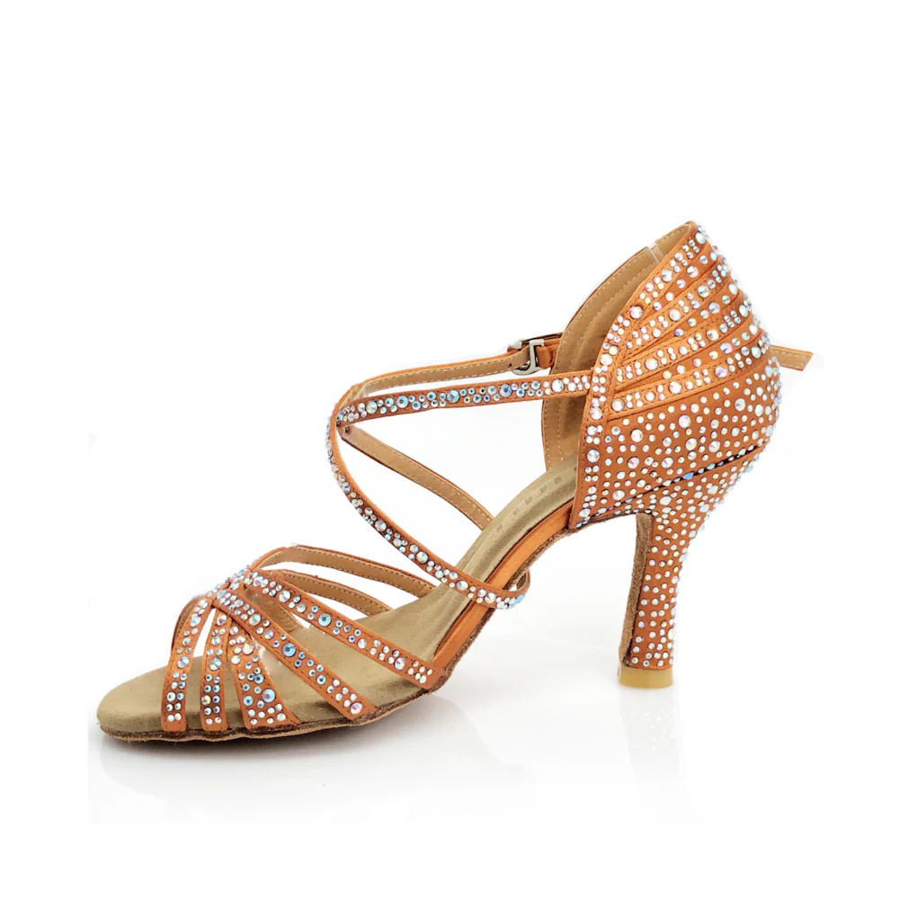 Christalina - Rhinestone Performance Latin Dance Shoes (Suede Sole) - Image 4