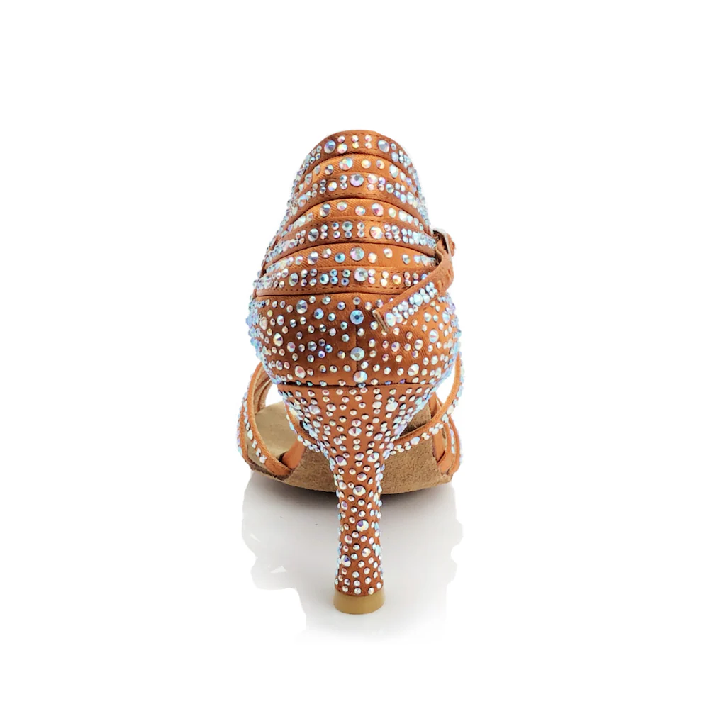 Christalina - Rhinestone Performance Latin Dance Shoes (Suede Sole) - Image 6