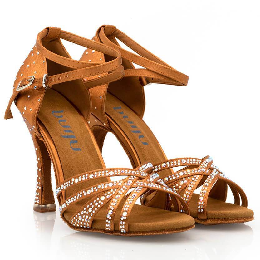 Deloro - Rhinestone Performance Latin Dance Shoes (Suede Sole) - Image 2