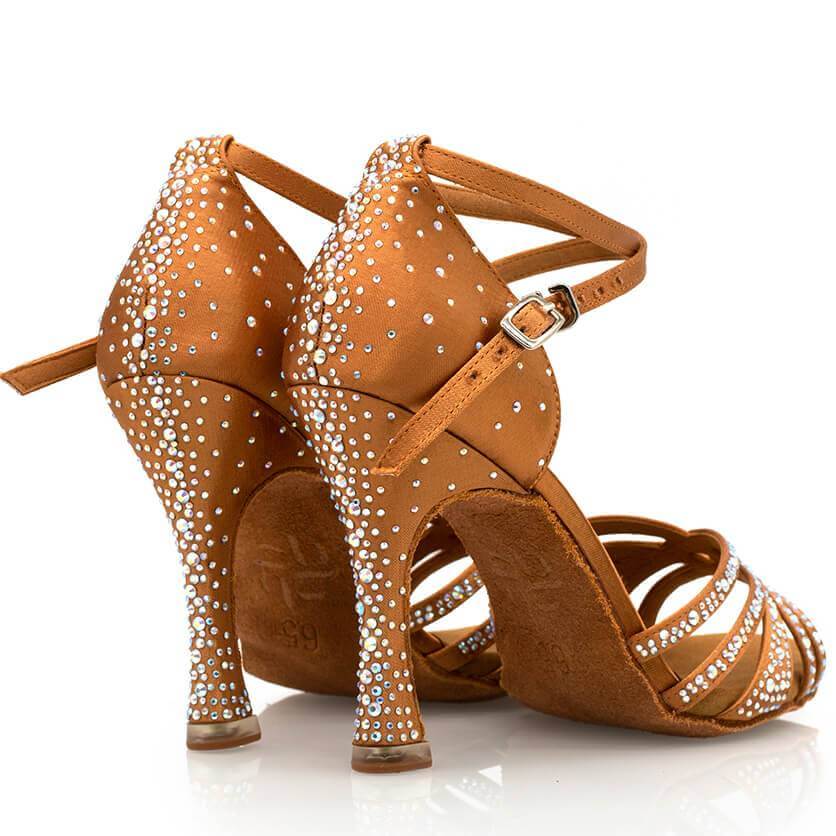 Deloro - Rhinestone Performance Latin Dance Shoes (Suede Sole) - Image 3