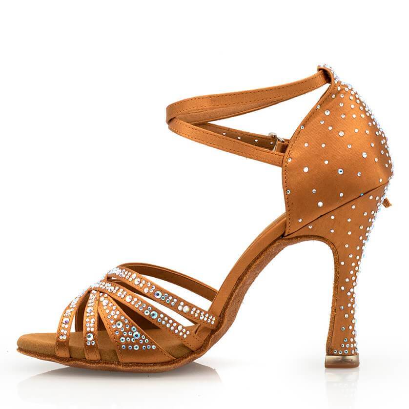 Deloro - Rhinestone Performance Latin Dance Shoes (Suede Sole) - Image 6