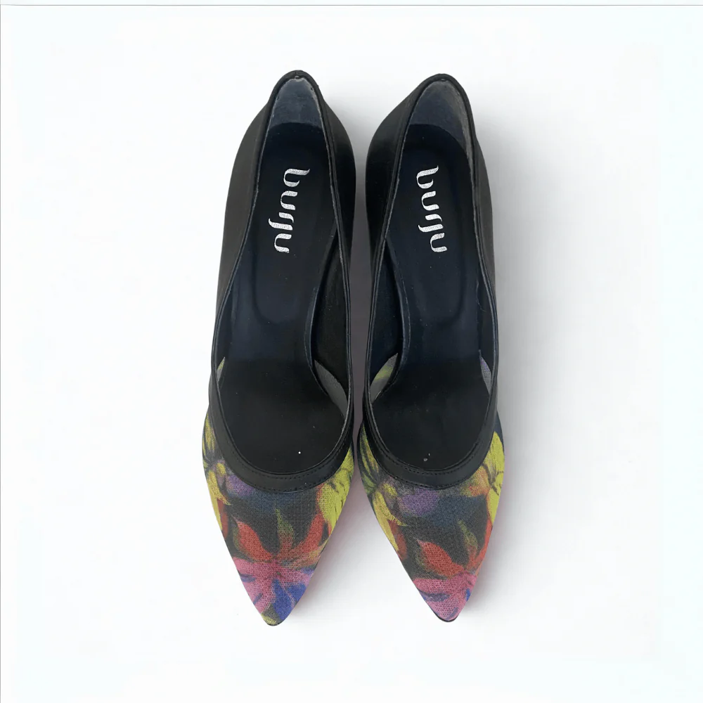 Fleur - Floral Mesh Pump Heels (Street Sole) - Image 3