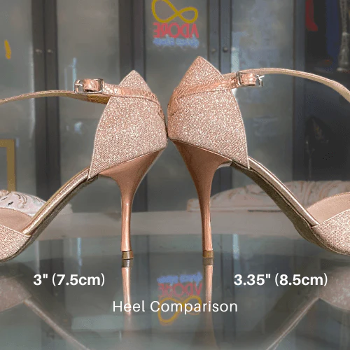 Glitter Gold Copper- Double Ankle Strap Tango Shoes - Image 3