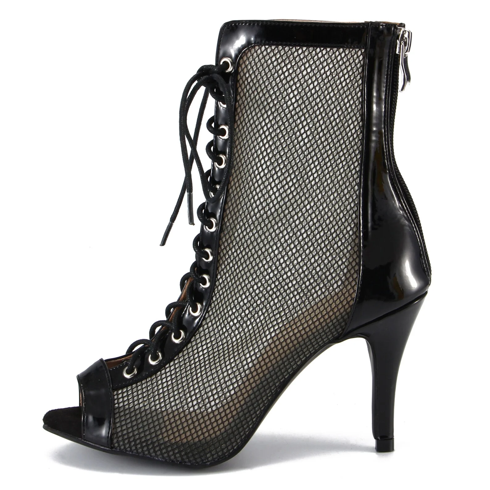 Jezzie - Mesh Lace Up Dance Booties (Rubber Sole) - Image 6