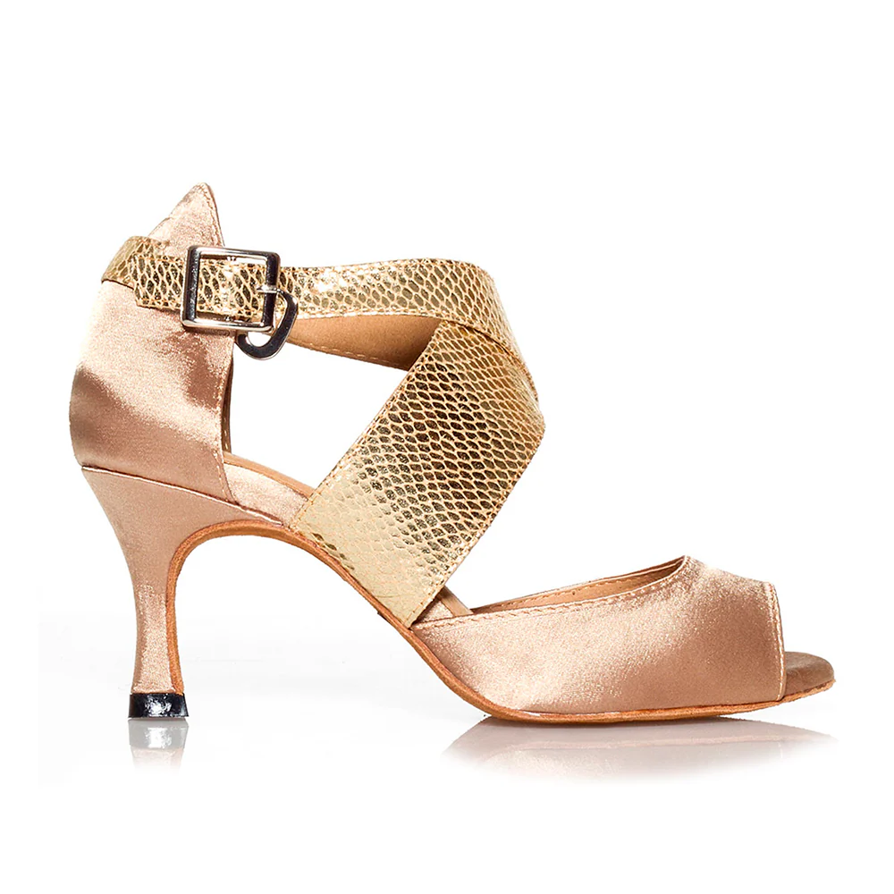 Jorjet - Open Toe Thick Crossing Ankle Strap Dance Shoes (Suede Sole) - Image 2