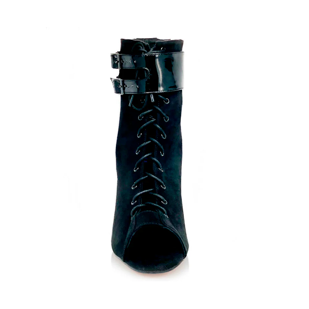Under the Influence - By Kiira Harper - Open Toe Lace Up Latin Dance Booties (Street Sole) - Image 5