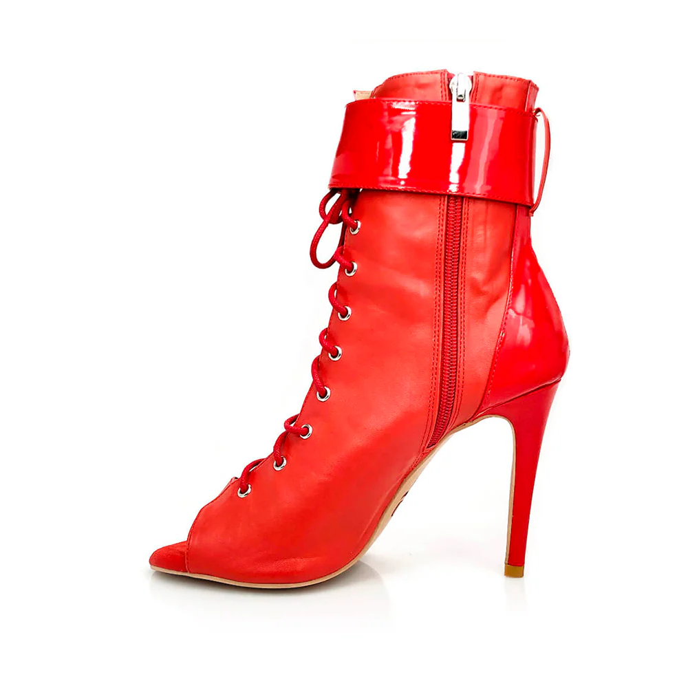 Under the Influence - By Kiira Harper - Open Toe Lace Up Latin Dance Booties (Street Sole) - Image 4