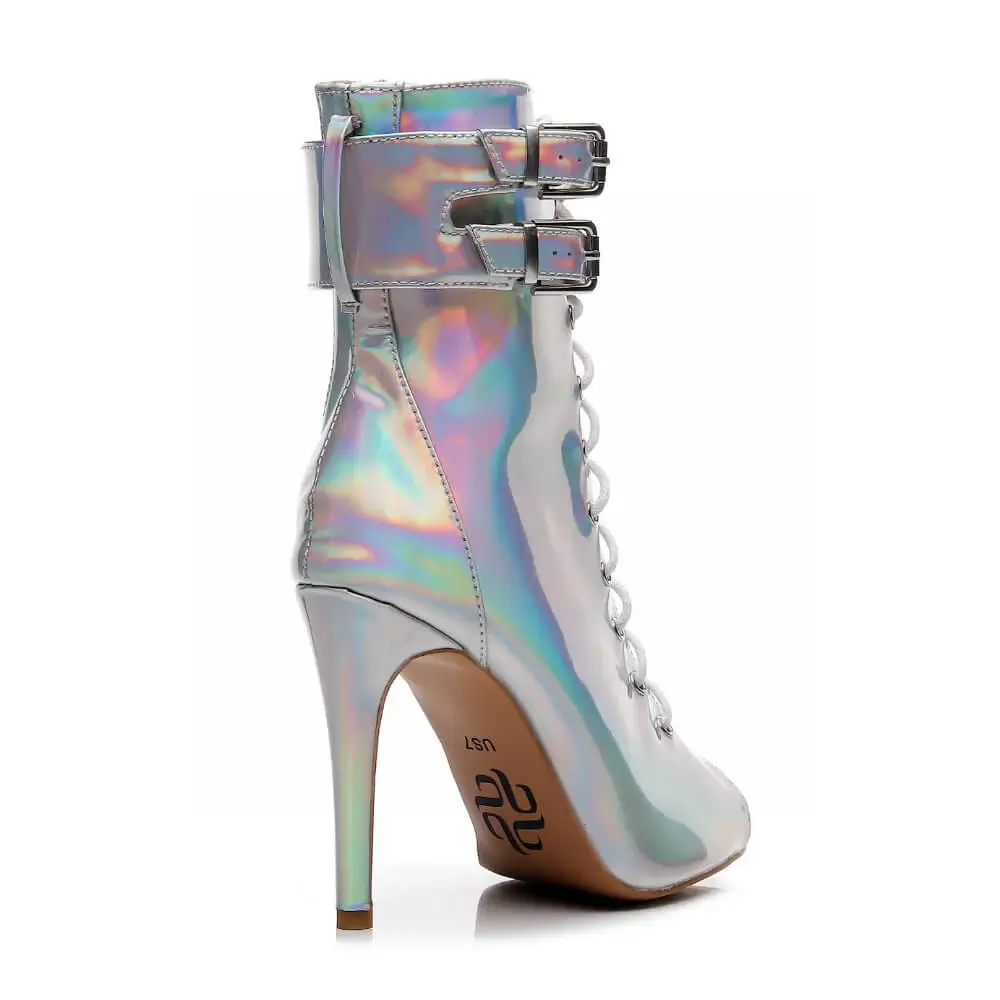 Under the Influence - By Kiira Harper - Open Toe Lace Up Latin Dance Booties (Street Sole) - Image 4