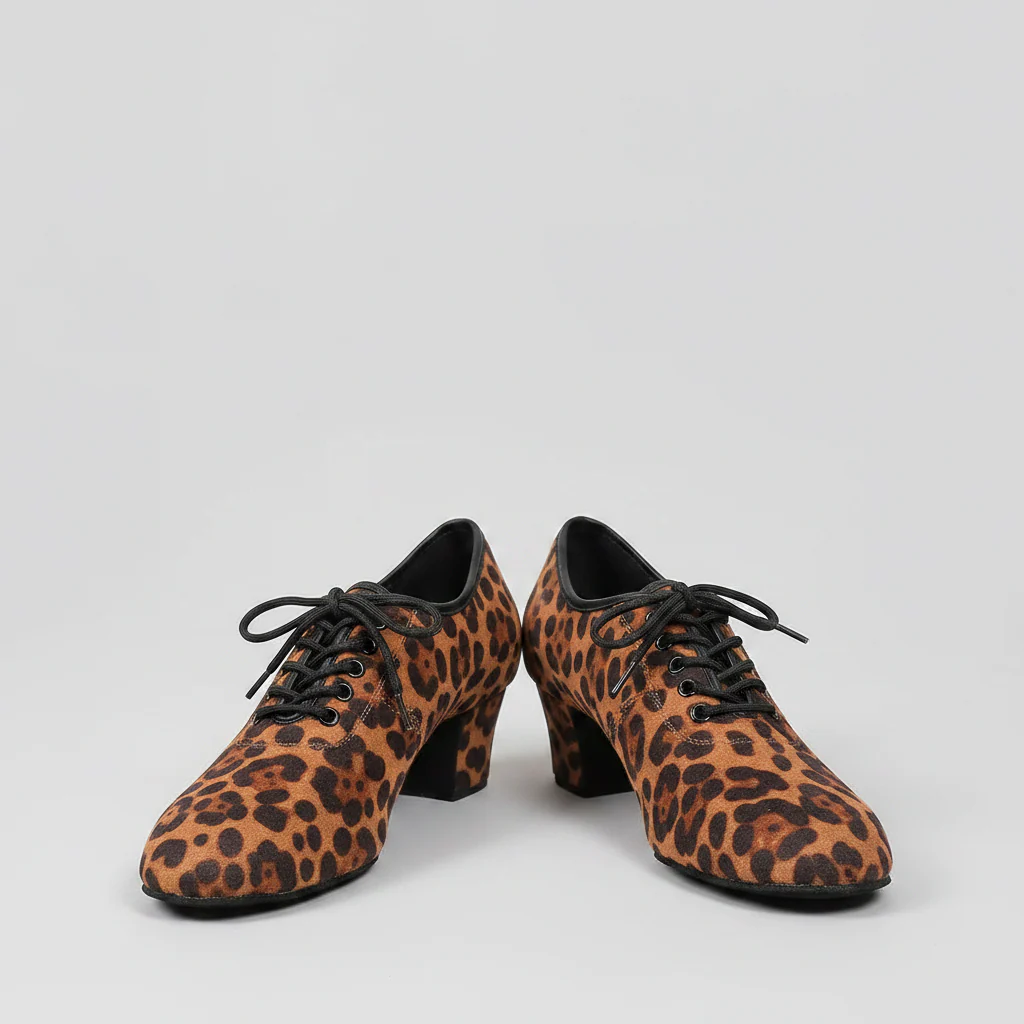 Flex Leopard Print Split Sole Practice Teacher Dance Shoes (Suede Sole) - Image 4