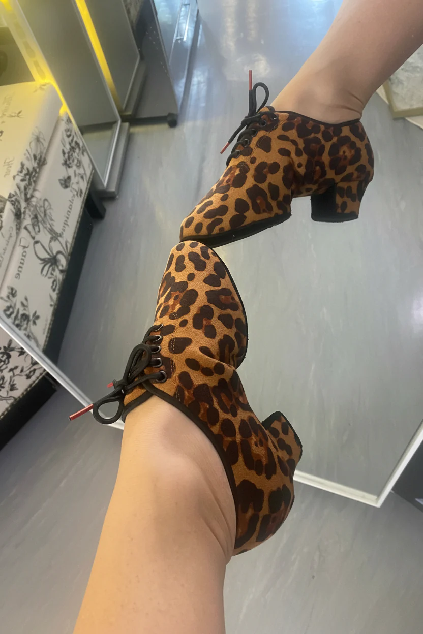 Flex Leopard Print Split Sole Practice Teacher Dance Shoes (Suede Sole) - Image 6
