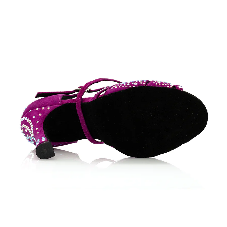 Louella - Fuschia Rhinestone 3.75" Latin and Ballroom Dance Shoes - Image 10