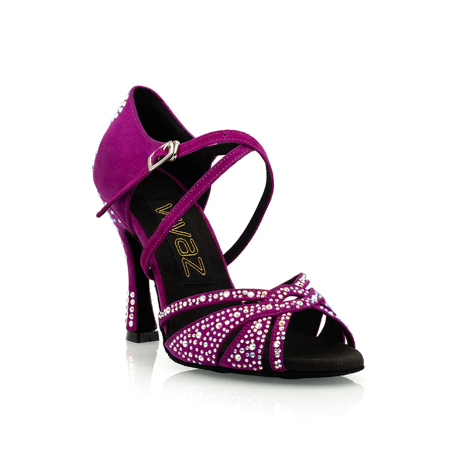 Louella - Fuschia Rhinestone 3.75" Latin and Ballroom Dance Shoes - Image 4