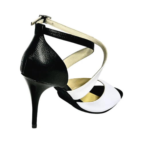 Luna - Black & White Leather Tango Shoes - Image 2