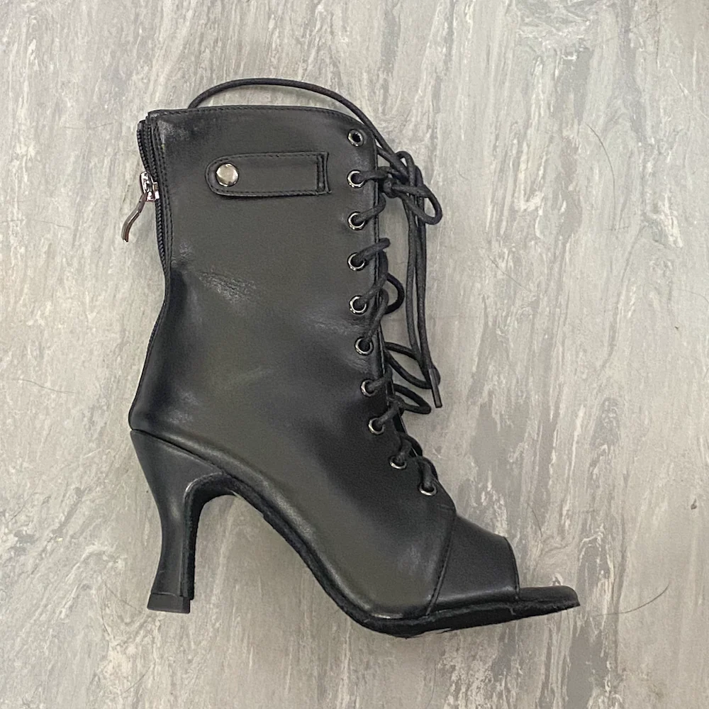 Moment - By Kiira Harper - Open Toe Lace Up Ankle Dance Booties (Suede Sole) - Image 12