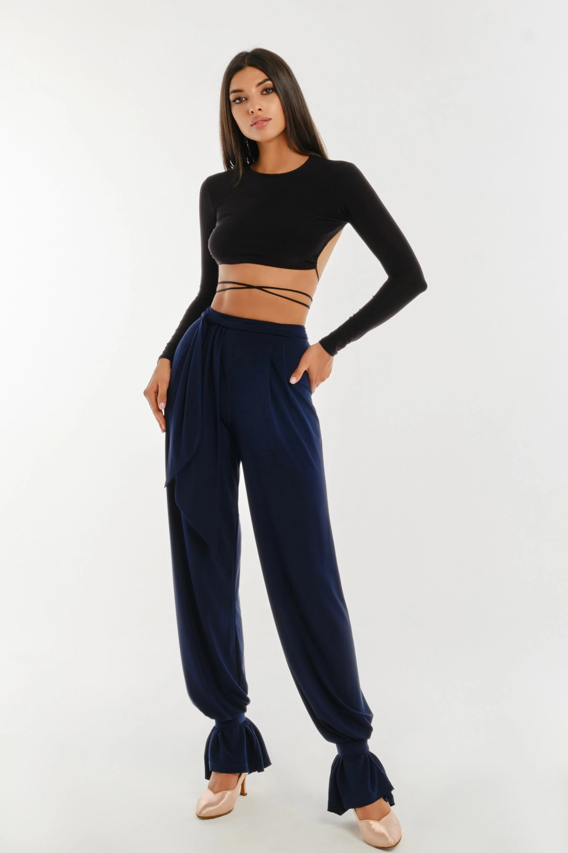Navy ankle straps for trousers - Image 2