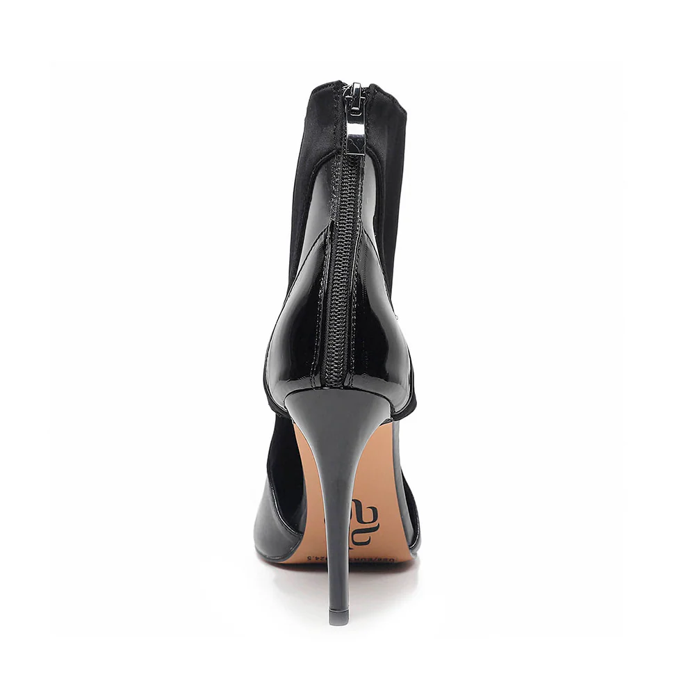 Overcome - Black Closed Toe Vegan Cutout Dance Bootie (Street Sole) - Image 5