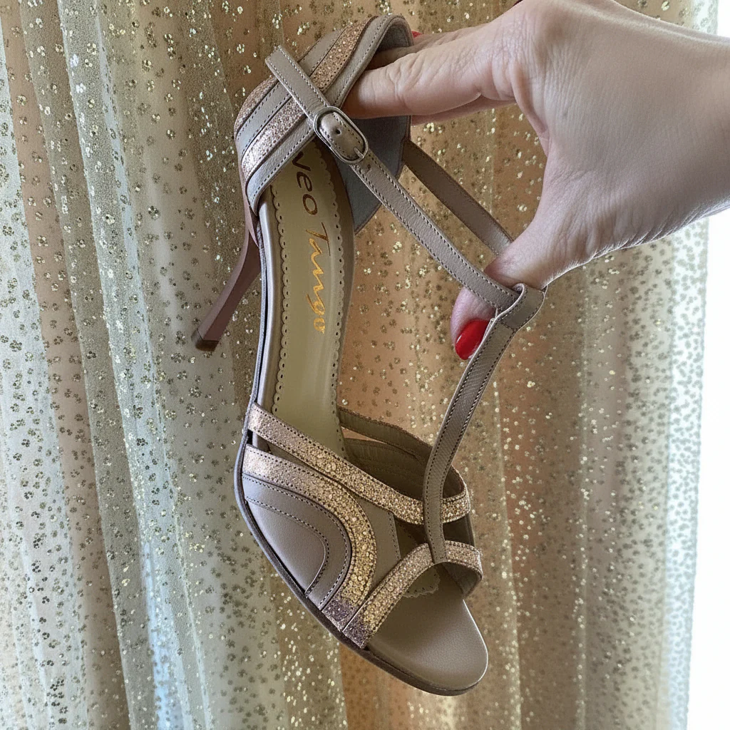 Beige Leather & Copper Snake Neo Tango Shoes - Image 2