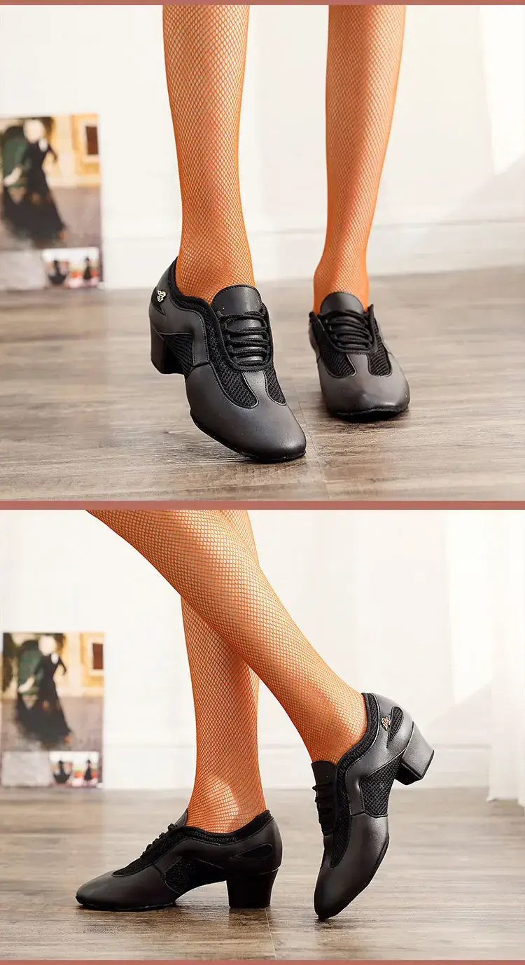 Flex Practice Soft Black Latin Dance Shoes – 1.5'' Heel with Suede Sole - Image 6