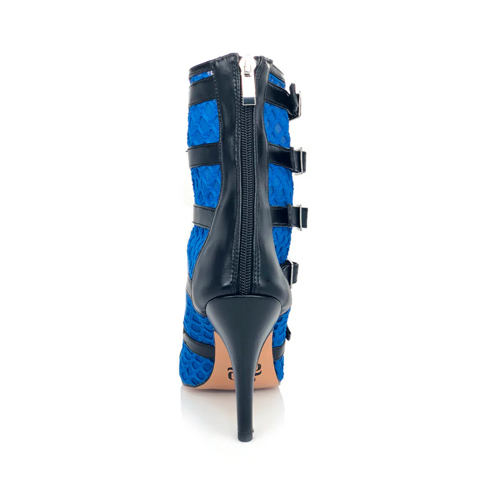 Riley - Fishnet with Buckle Straps Latin Dance Boots (Street Sole) - Image 4