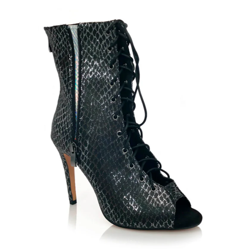 Rude Boy - By Kiira Harper - Open Toe Lace Up Dance Booties (Street Sole)