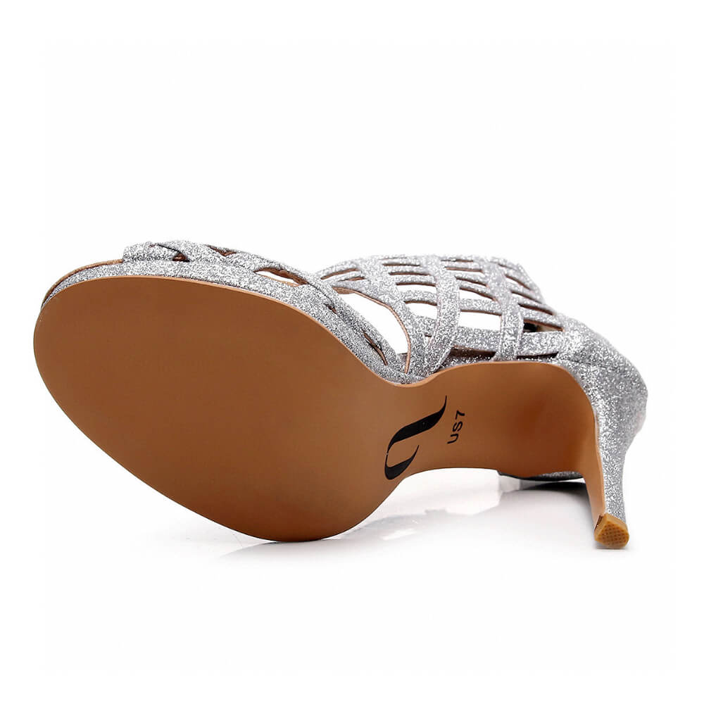 Saressa - Platform Open Toe Cage (4" Heel) Dance Shoes (Rubber Sole) - Image 6