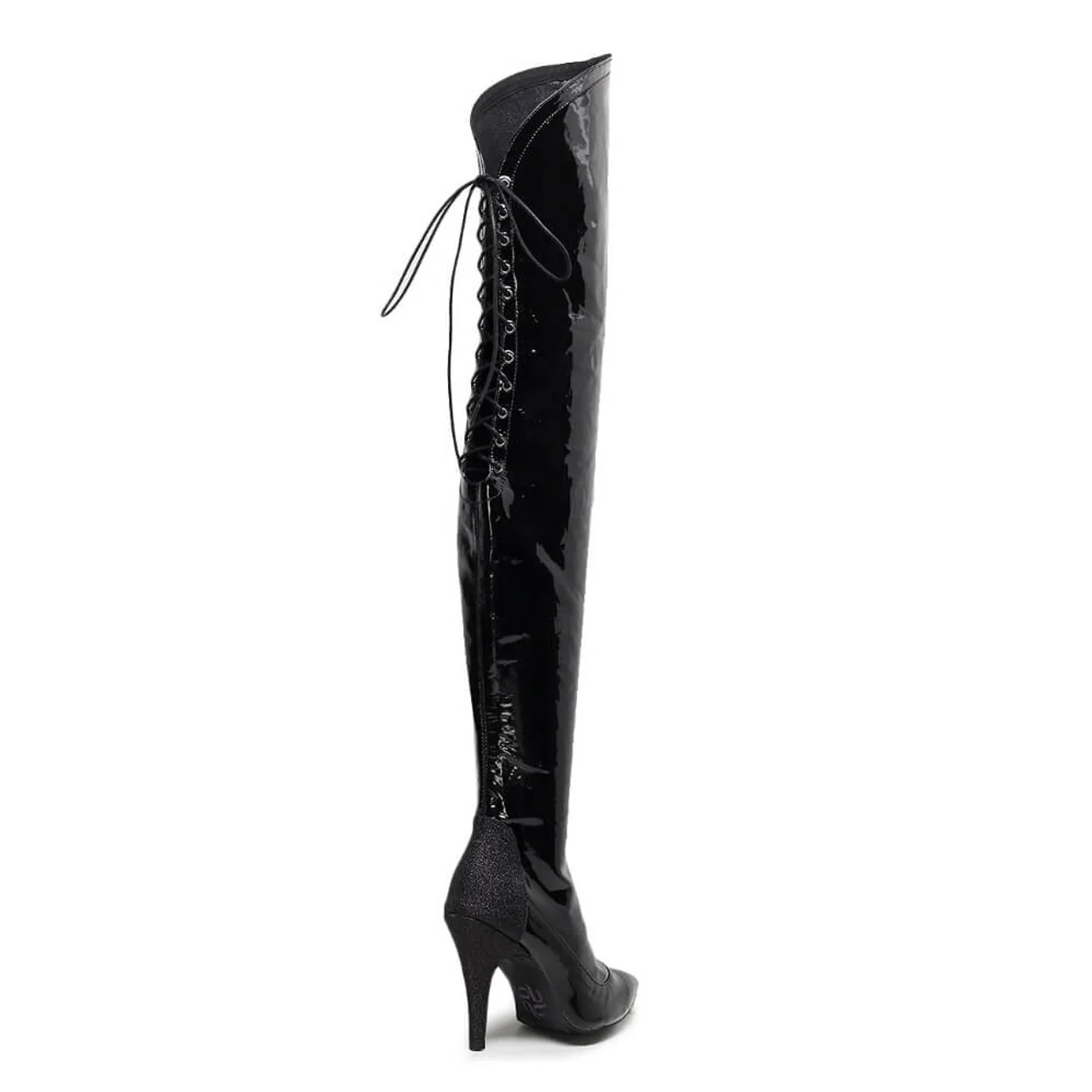Savage Thigh High - By Kiira Harper - Closed Pointed Toe Wet Look Dance Boots (Street Sole) - Image 3